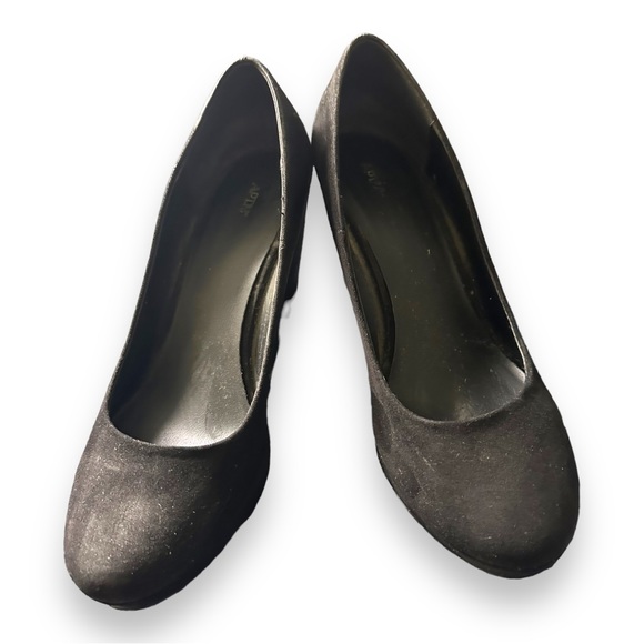 Platform heels, black velvet fabric - Picture 3 of 4